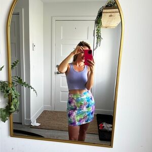 Colorful Tie-Dye Skirt with Lavender Crop Top